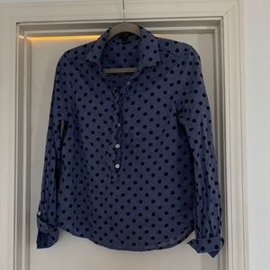 J.Crew Blue & Navy Polka Dot Button Up Shirt